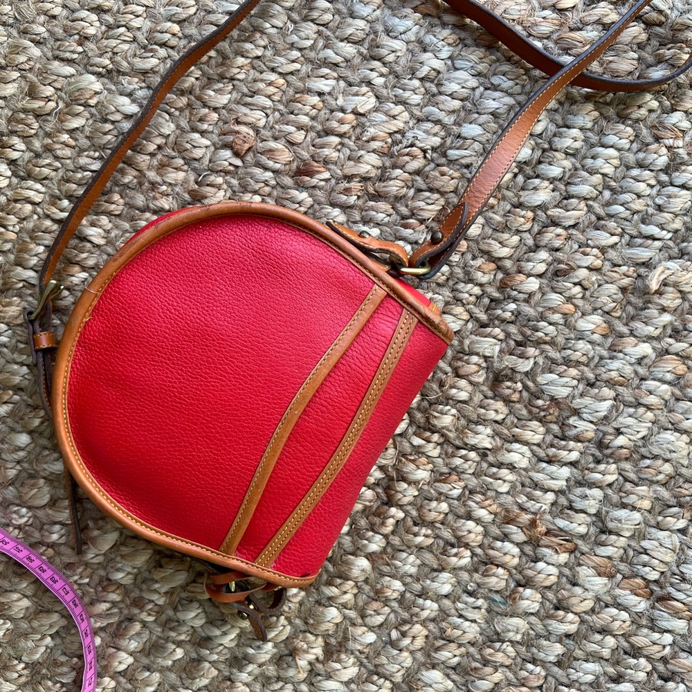 Dooney & Bourke Red and Tan saddle Crossbody Bag - Picture 11 of 14